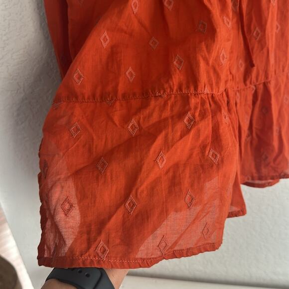 NEW Anthropologie Pilcro Tiered Tunic Top Rust Orange Boho Copper Button Aztec - Picture 6 of 8